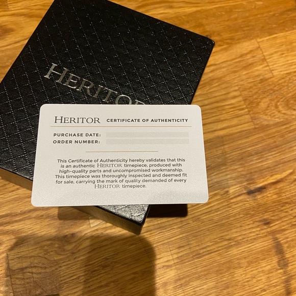 Heritor Automatic Legacy Leather-Band Watcch w/Day/Date - Silver/Black - Picture 7 of 11